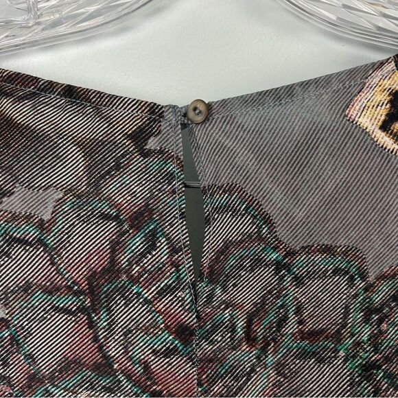 Garnet Hill Olivia A-Line 100% Silk Dress Floral Scoop Neck Short Sleeve Sz 04 - Picture 12 of 16